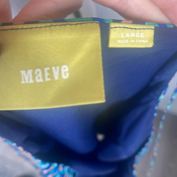 Anthropologie Maeve Silk Dress Geometric Print Spaghetti Straps Sundress Sz L - Picture 9 of 12